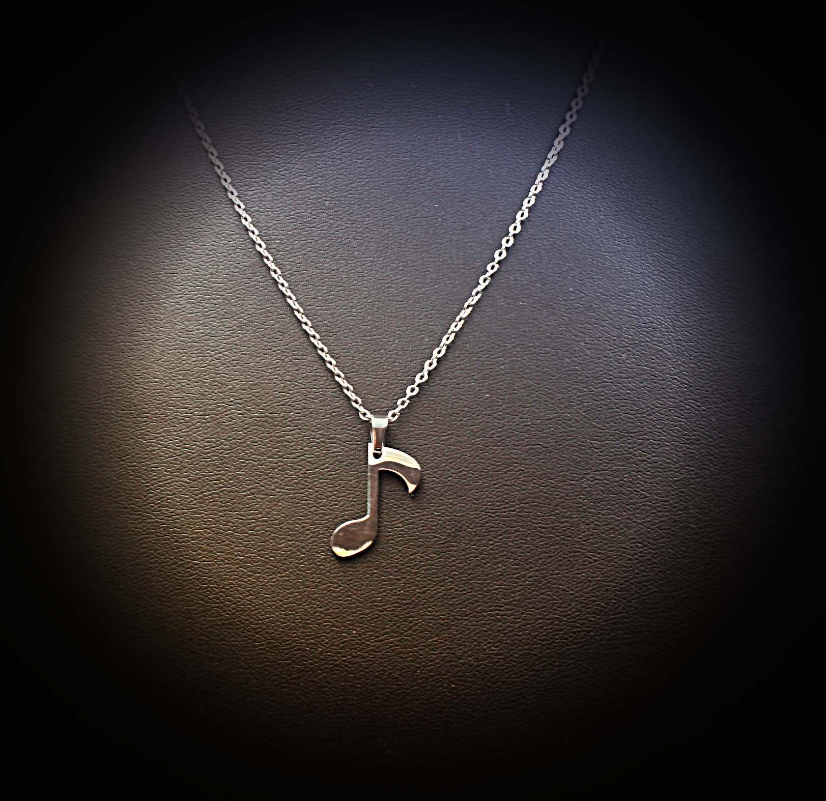Music Note Quaver Necklace in Stainless Steel