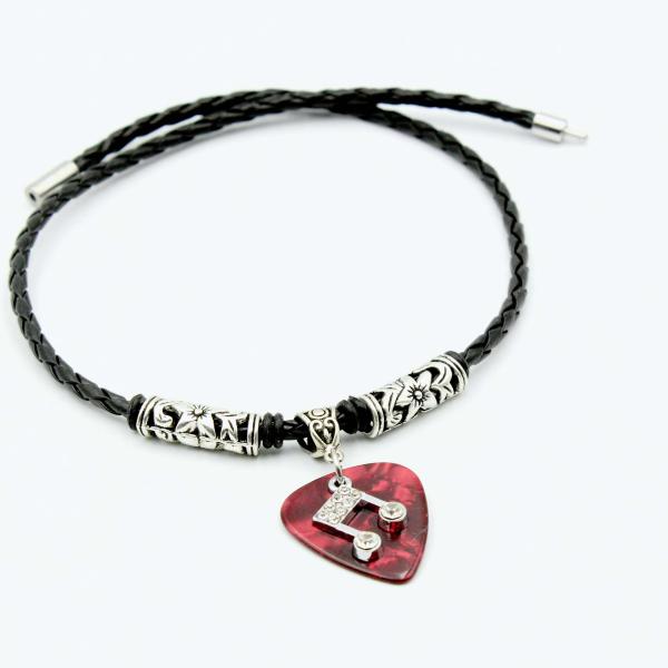 Guitar Pick Necklace with Music Note Charm -Customisable