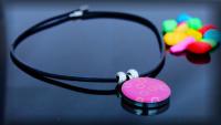 "Circle Of Life" Stainless Steel Pendant in bubblegum pink