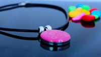 "Circle Of Life" Stainless Steel Pendant in bubblegum pink