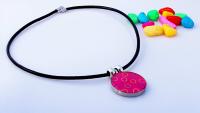 "Circle Of Life" Stainless Steel Pendant in bubblegum pink