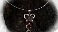 Music Notes Butterfly Circle Pendant on Cable Cord
