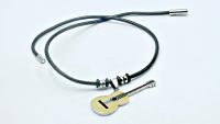 Acoustic Guitar 2 Tone Titanium & Leather Choker