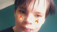 Customer picture wearing a fake lip ring