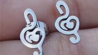 Treble Clef Earrings in Stainless Steel