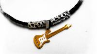Gold Guitar Pendant with White Scratch Plate