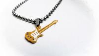 Gold Guitar Pendant with White Scratch Plate