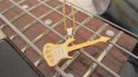 Gold Guitar Pendant with White Scratch Plate