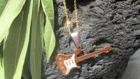 Gold Guitar Pendant with White Scratch Plate