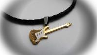 Gold Guitar Pendant with White Scratch Plate