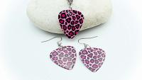 Animal Print Guitar Pick Necklace and Earrings