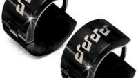 Music Note Earrings, Black in Huggie Style