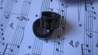 Music Note Earrings, Black in Huggie Style