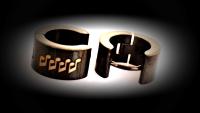 Music Note Earrings, Black in Huggie Style