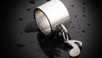 Wide Ring With Music Note Dangle Charm Stainless Steel