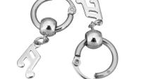 Music Note Dangle Earrings In Stainless Steel With Lever Back