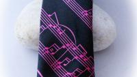 Music Note Score Tie Pink & Black