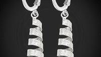 Spiral Long Drop Earrings - Platinum Plated