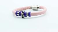 Baby Pink Leather Music Note Clef Bracelet
