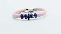 Baby Pink Leather Music Note Clef Bracelet