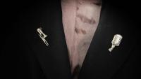 Trombone Crystal Pin Brooch