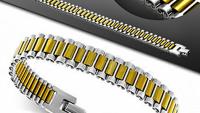 Mens Stainless Steel 2 tone Watch Strap bracelet - Contemporary Style