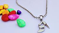 High Heel Lady Shoe Pendant White Enamel in Stainless Steel
