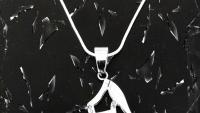 High Heel Lady Shoe Pendant White Enamel in Stainless Steel
