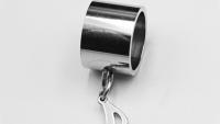 Wide Ring With Music Note Dangle Charm Stainless Steel