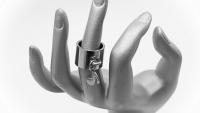 Wide Ring With Music Note Dangle Charm Stainless Steel
