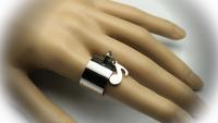 Wide Ring With Music Note Dangle Charm Stainless Steel