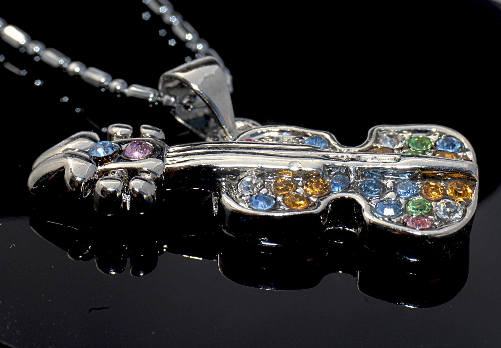 Acoustic Crystal Guitar Music Necklace
