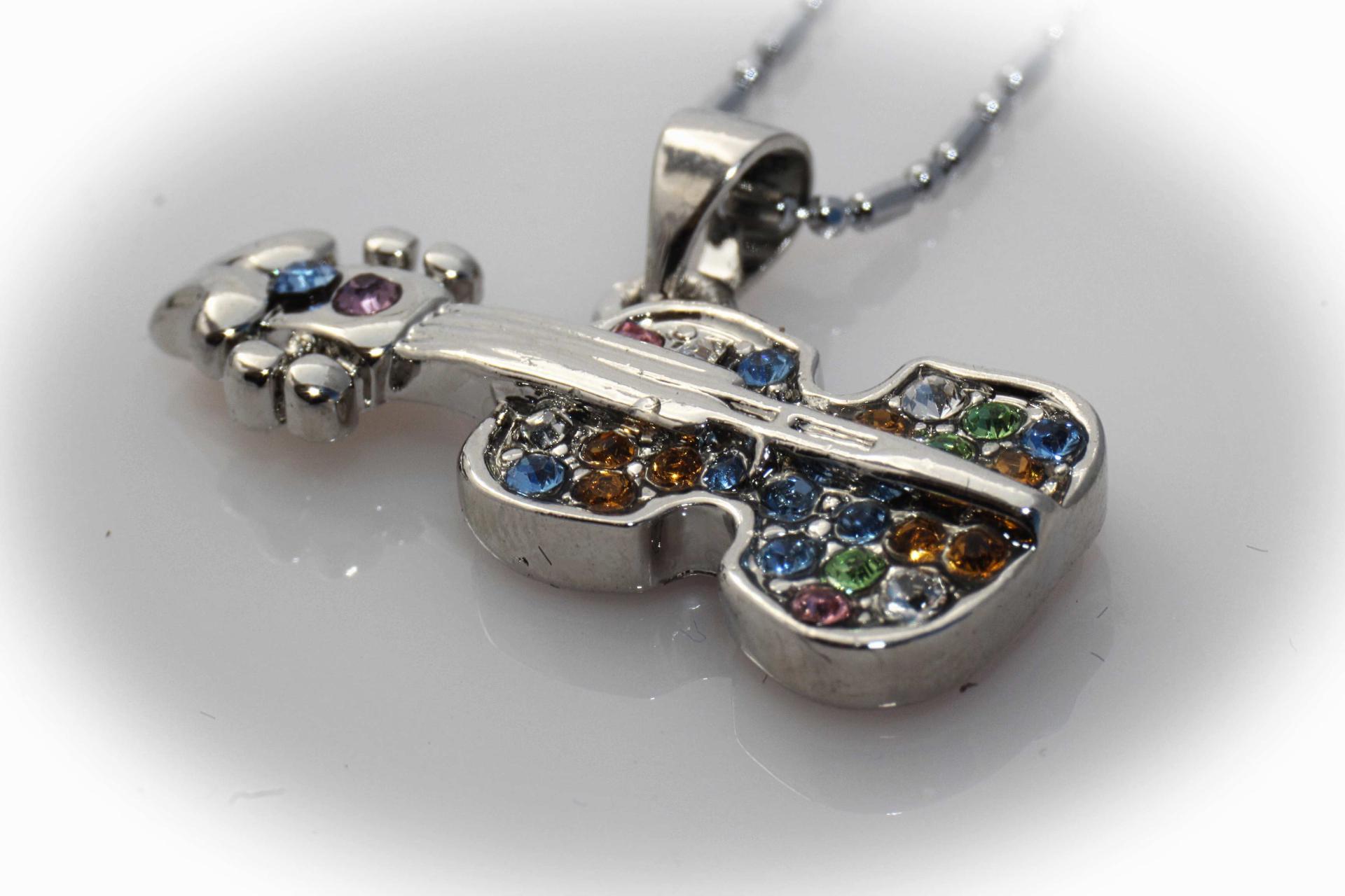 Acoustic Crystal Guitar Music Necklace
