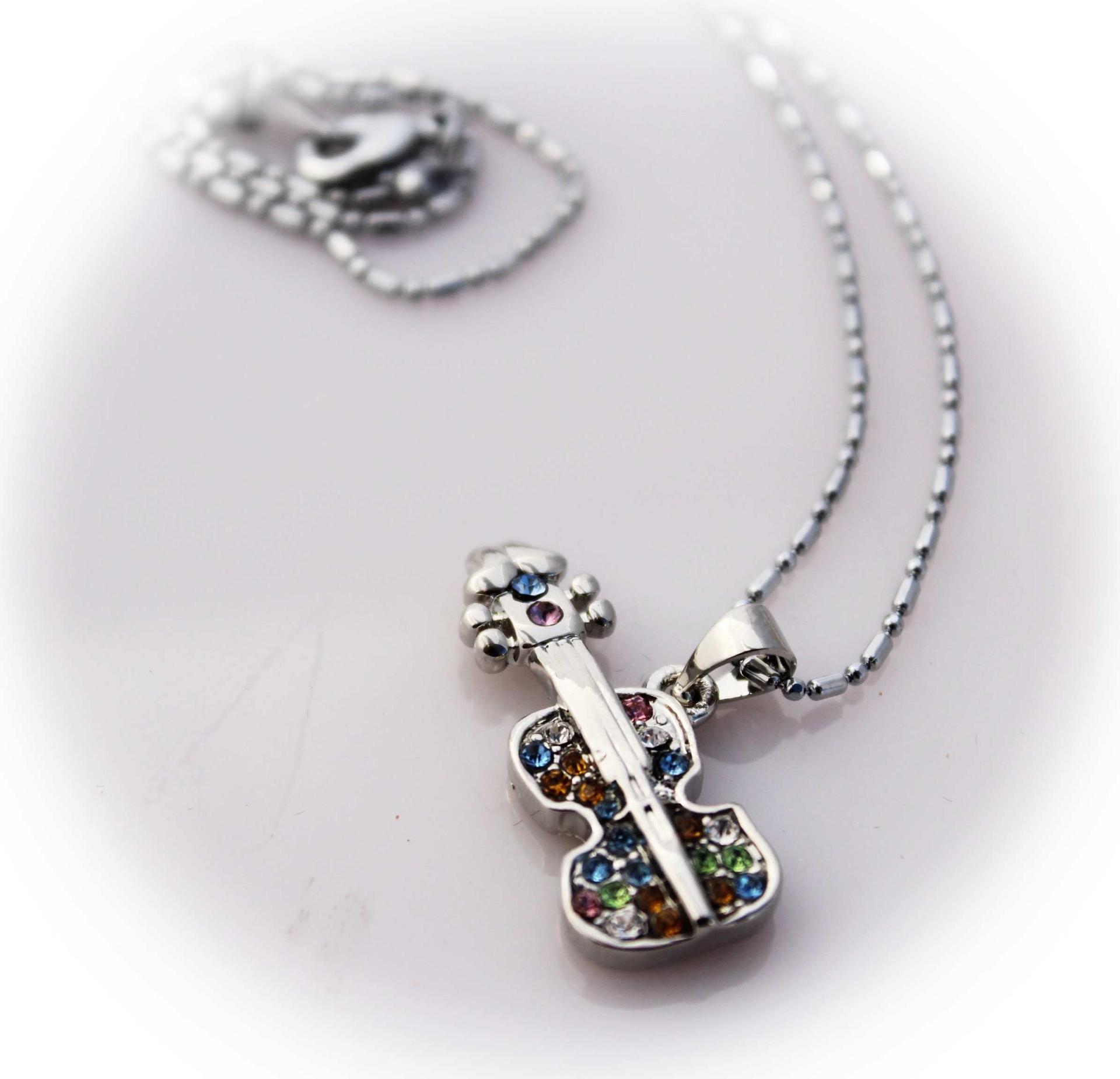Acoustic Crystal Guitar Music Necklace