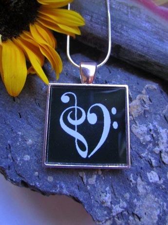 Bass Clef Resin Pendant