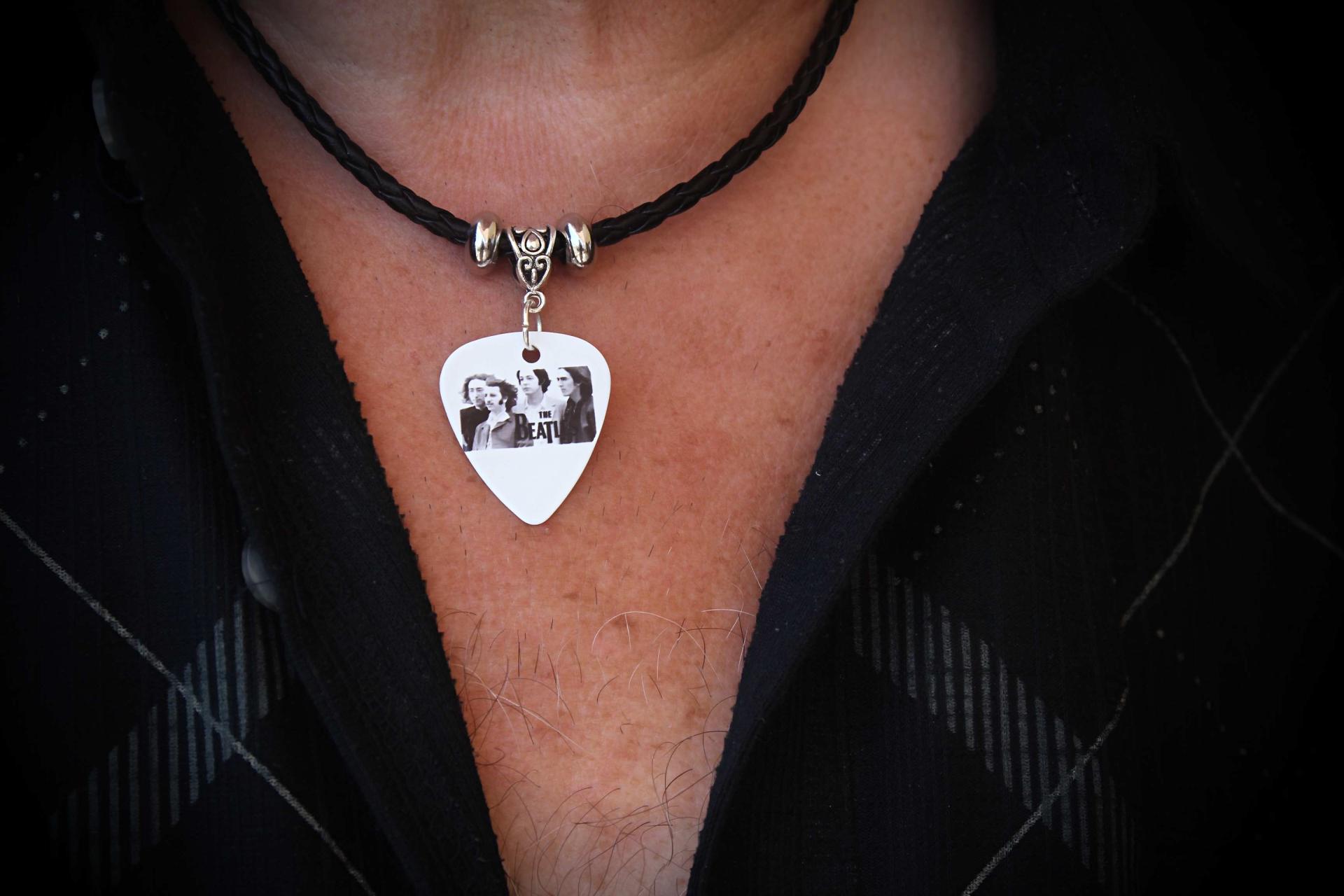 The Beatles Guitar Pick Necklace - Customise with Chain Or Choker Style
