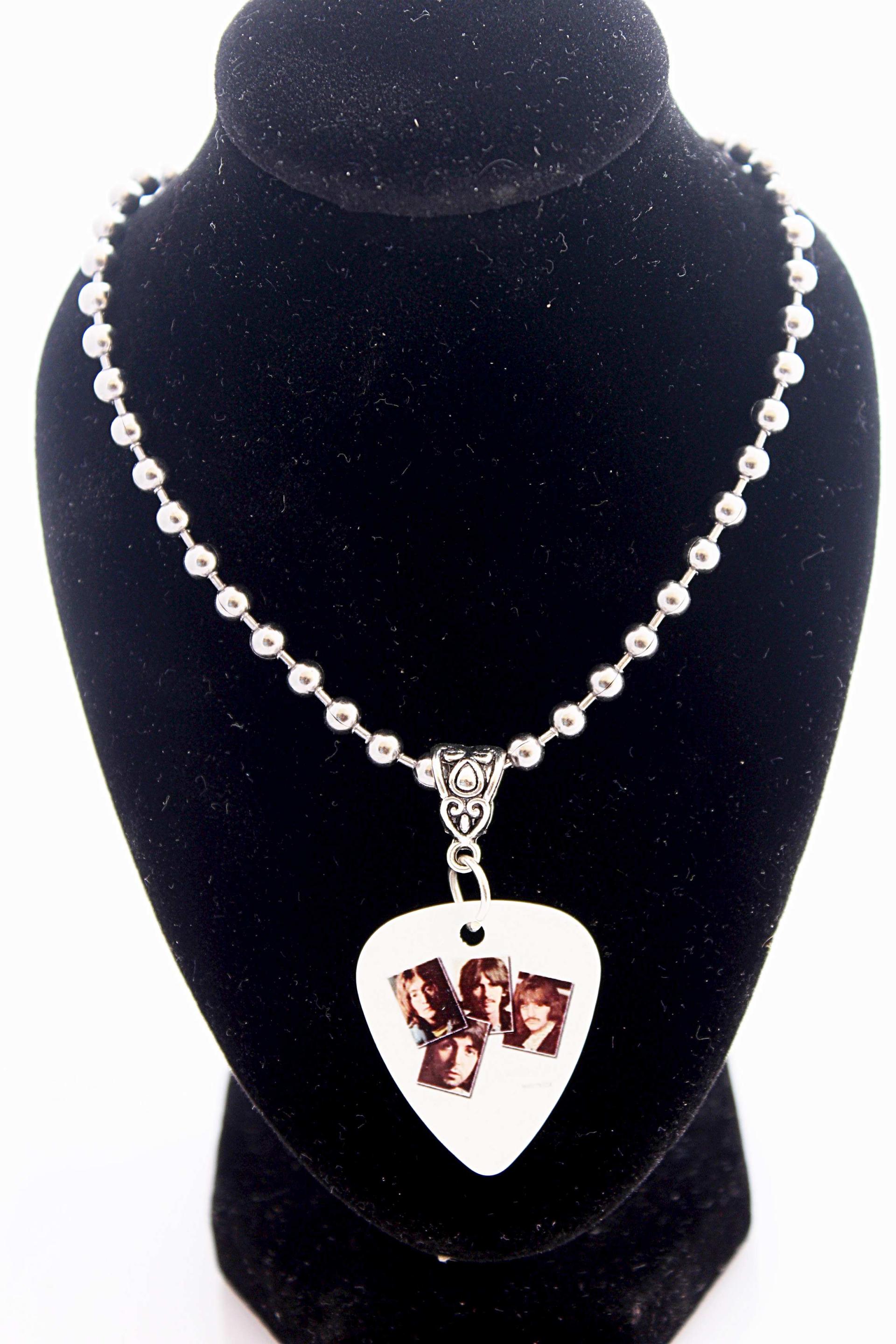 The Beatles Guitar Pick Necklace - Customise with Chain Or Choker Style