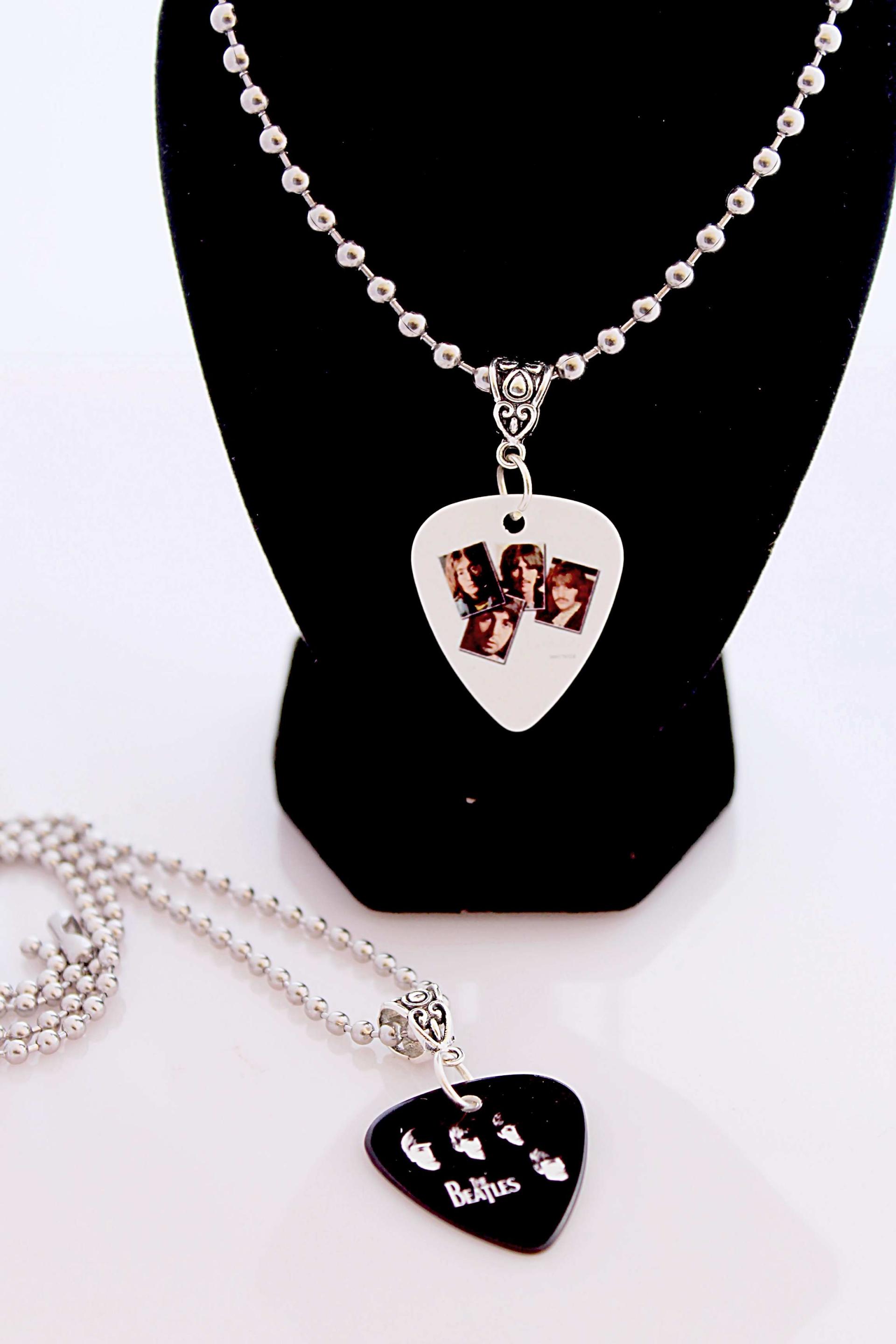 The Beatles Guitar Pick Necklace - Customise with Chain Or Choker Style