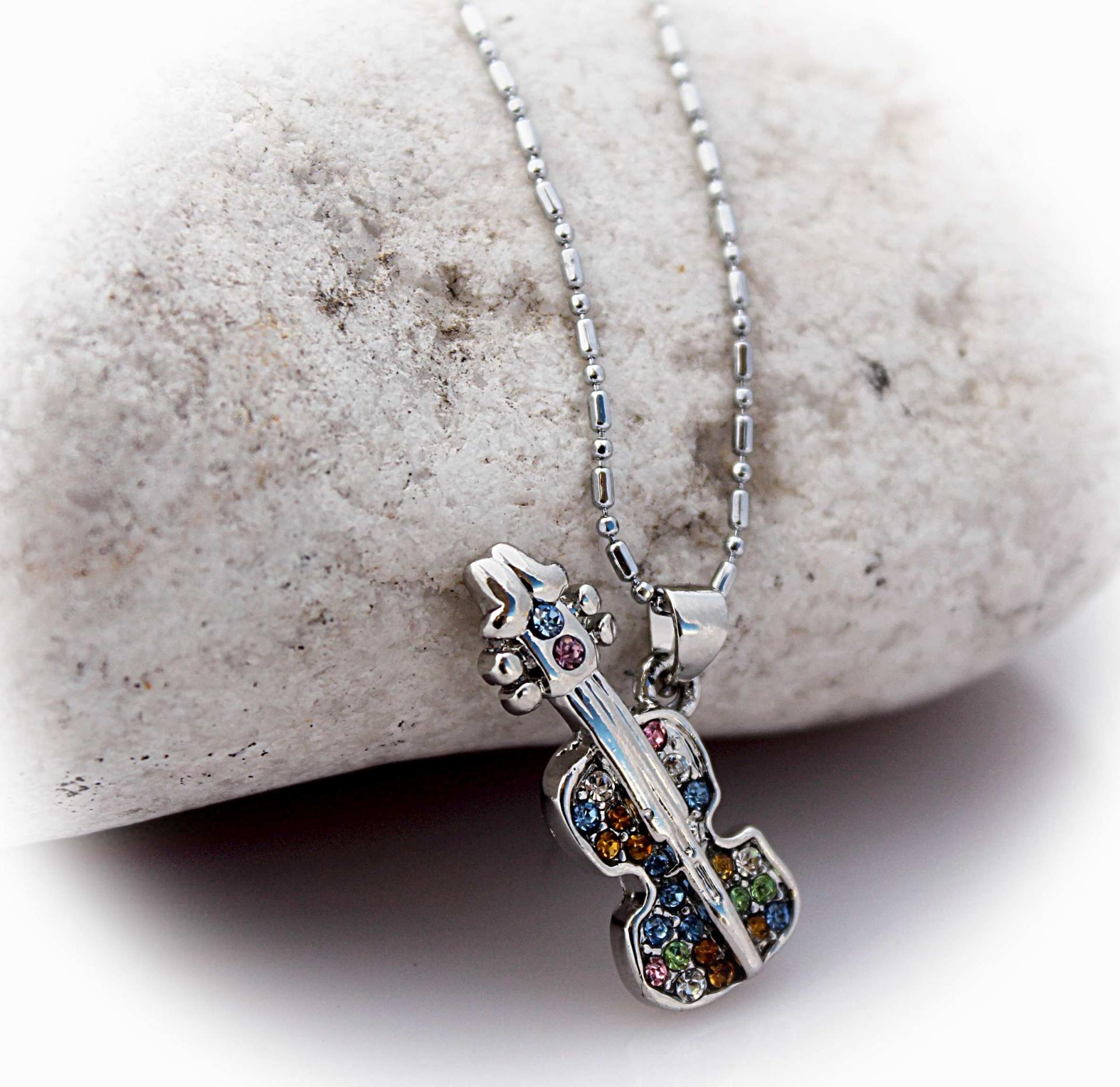 Acoustic Crystal Guitar Music Necklace