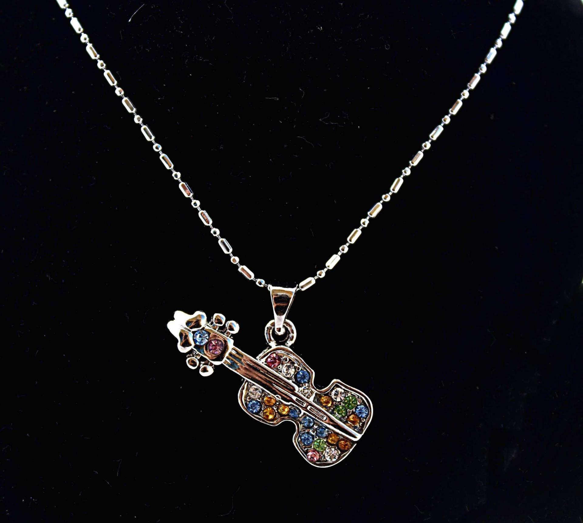 Acoustic Crystal Guitar Music Necklace