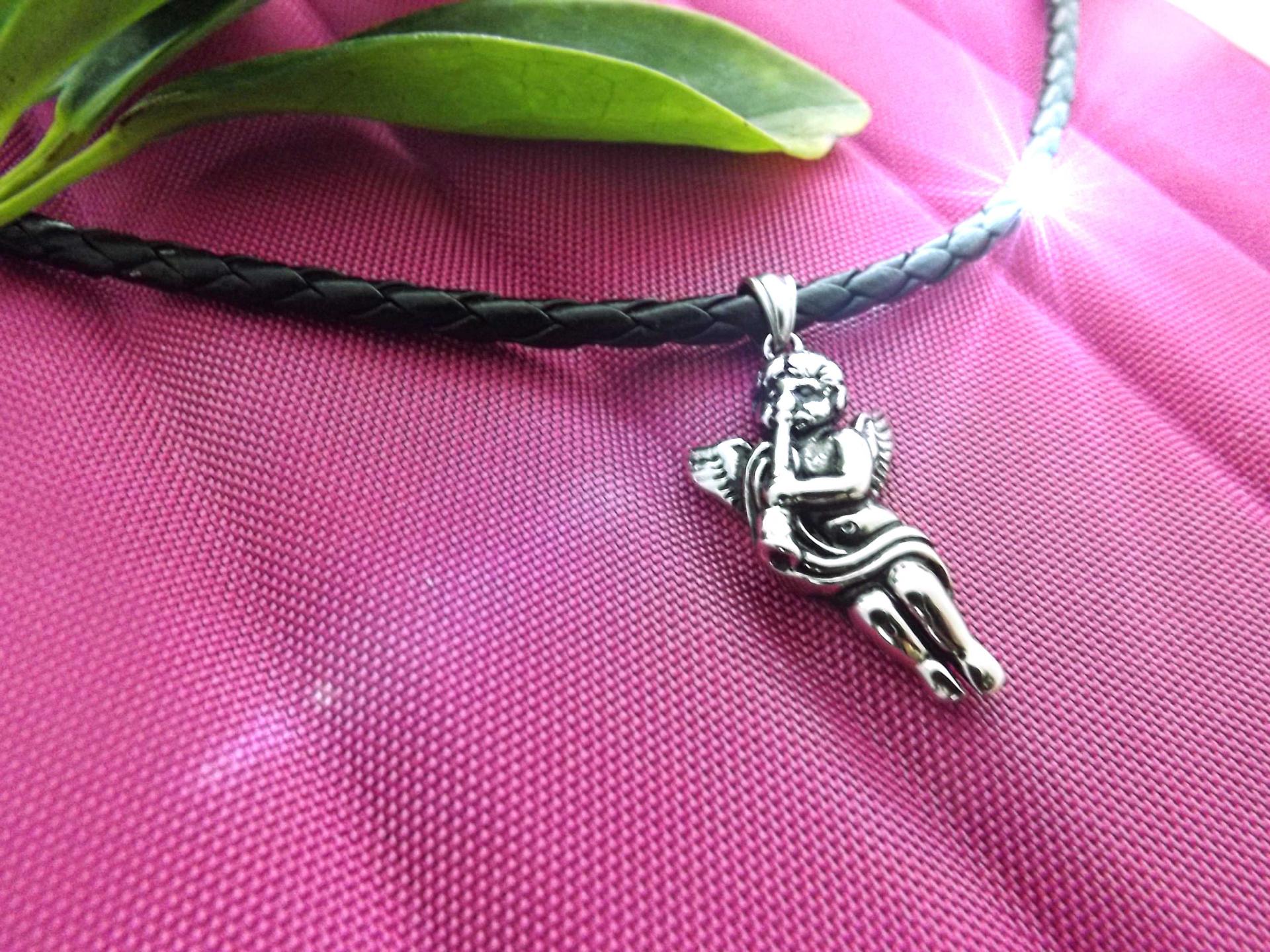 Flute Pendant - Stainless Steel Angel/Cupid Playing Flute