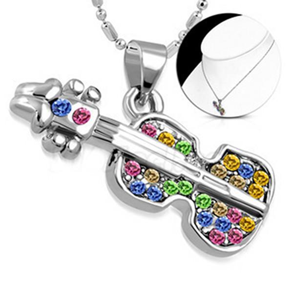 Acoustic Crystal Guitar Music Necklace