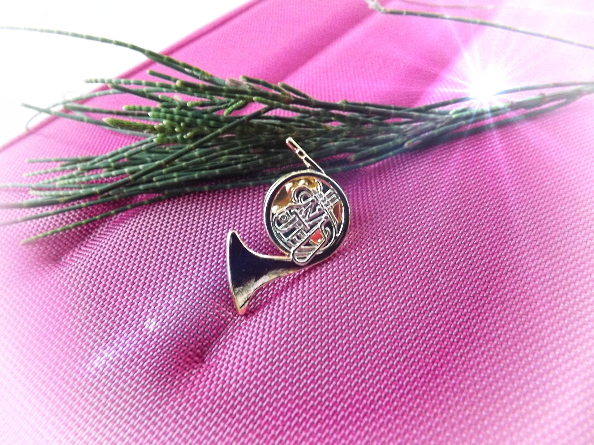 French Horn Pin Brooch