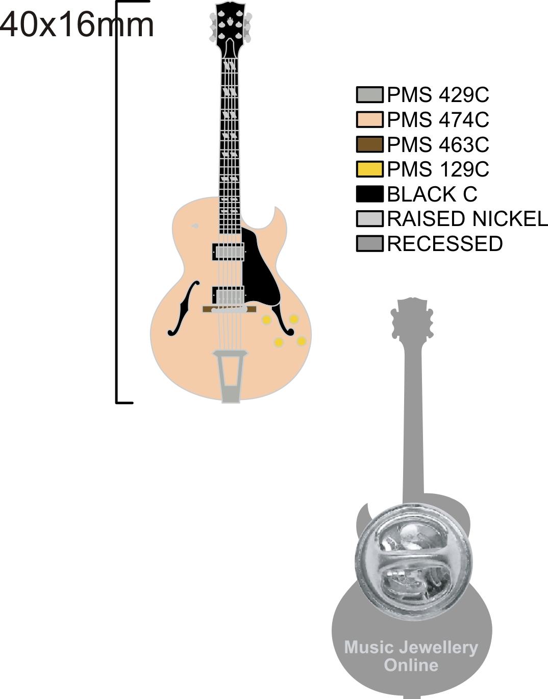 Gibson ES- 175 Style Guitar Pin Brooch in Design stage