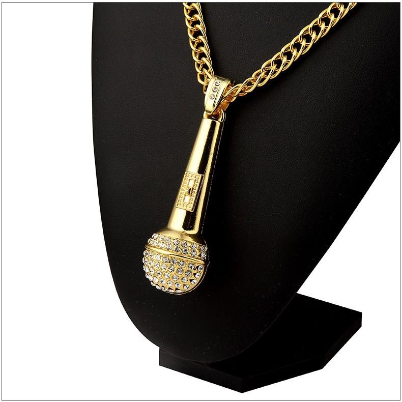 Microphone Necklace Large Hip Hop /Rapper -Gold or Silver