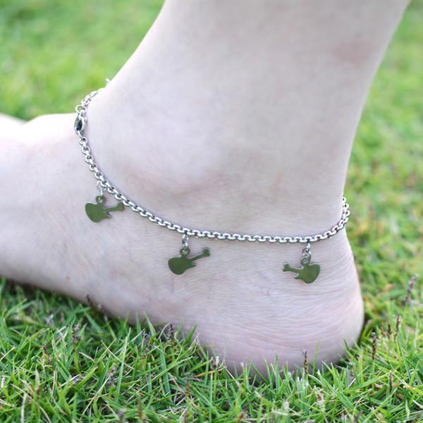 Guitar Charm Bracelet / Anklet In Stainless Steel