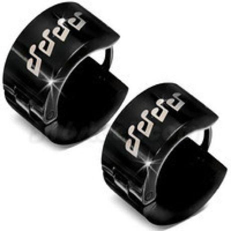 Music Note Earrings, Black in Huggie Style