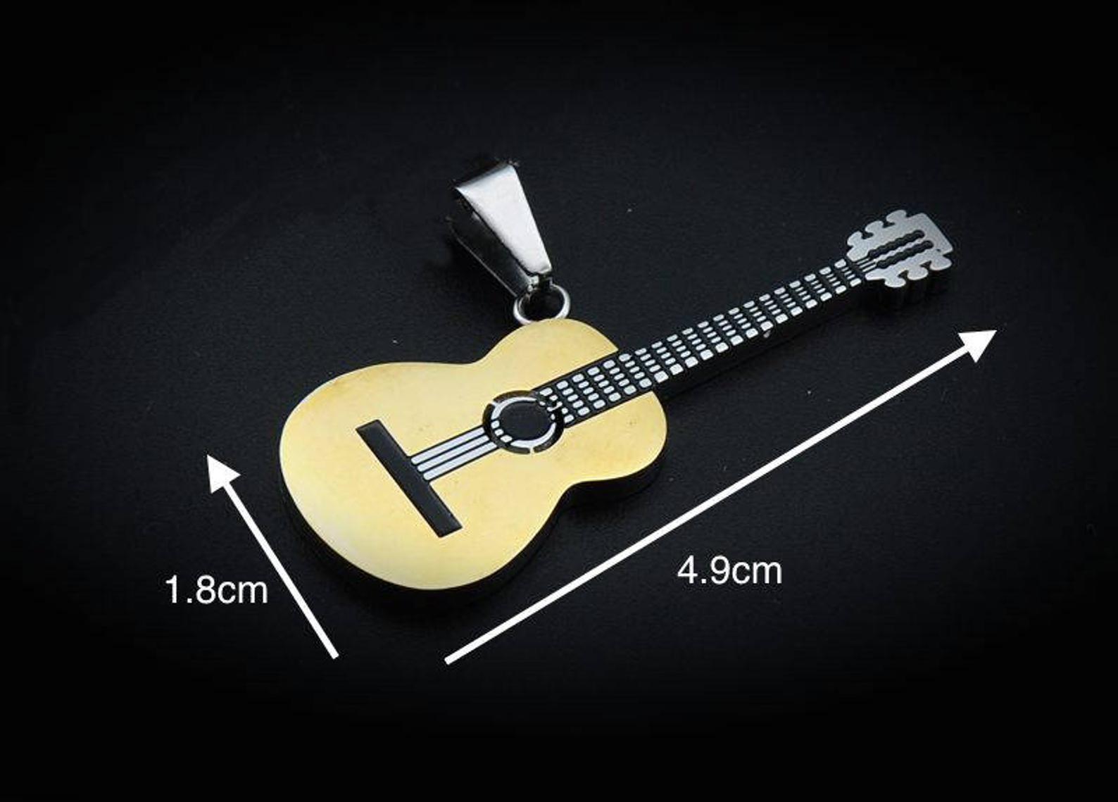 Acoustic Guitar 2 Tone Titanium & Leather Choker