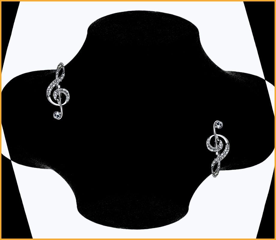 Music G Clef Brooch With Crystal Stones