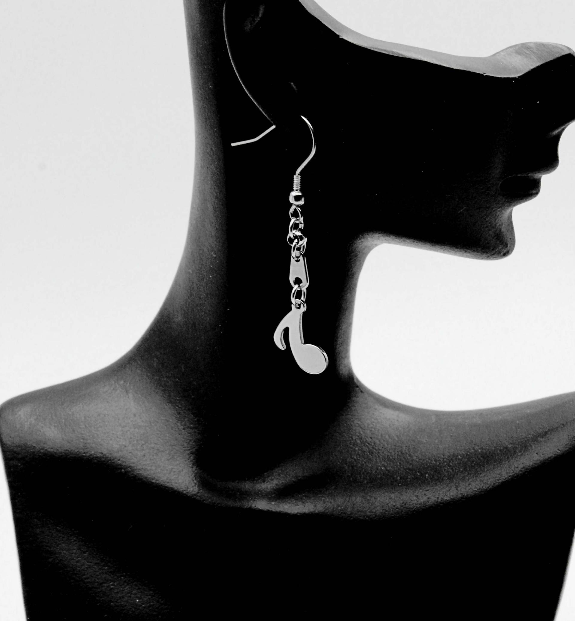 Music Note Drop Earrings Eighth Note (Quaver)
